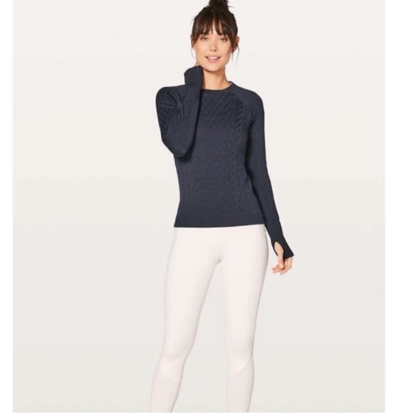 lululemon athletica Tops - NEW Lululemon Rest Less Pullover Long Sleeve Shirt Cable Knit Black size 6